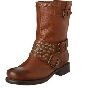 Frye Brown Jenna Studded  Leather Short Boot SZ 9.5 B